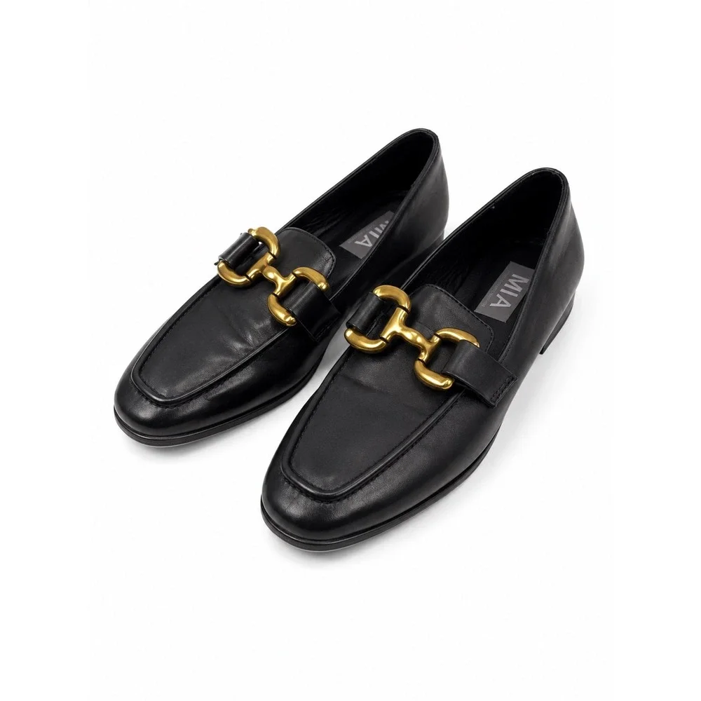 MIA Vintage Y2K Black Leather Horsebit Classic Slip On Loafers Women's Size 10